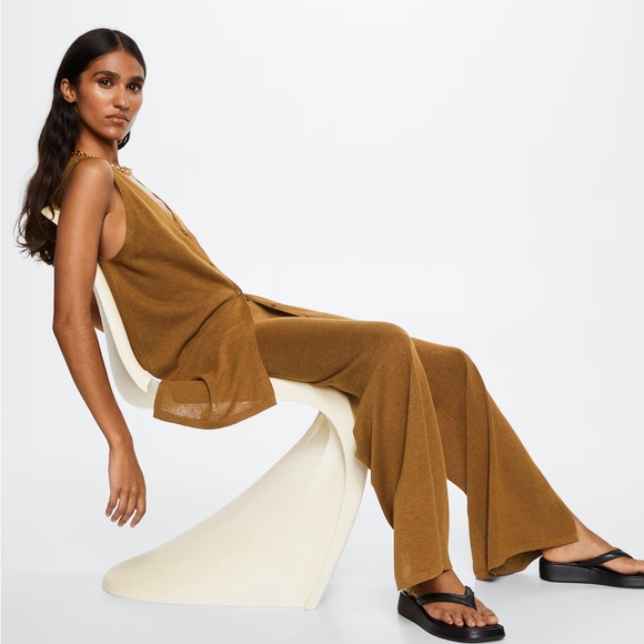 NWT MANGO Knit Sleeveless Sweater/Vest in Camel - Picture 8 of 8